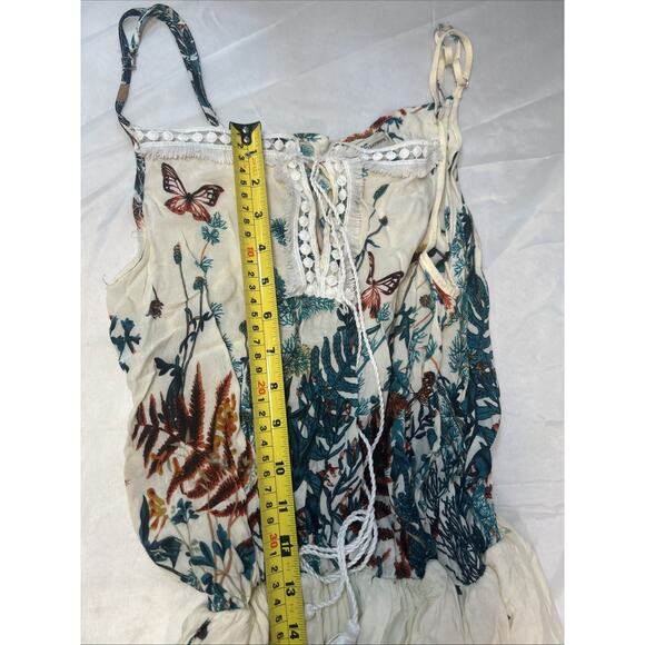 Ace Fashion Maxi Floor Woman's Sz L Spaghetti Strap Summer Cottage Fairy Crochet - Picture 4 of 16
